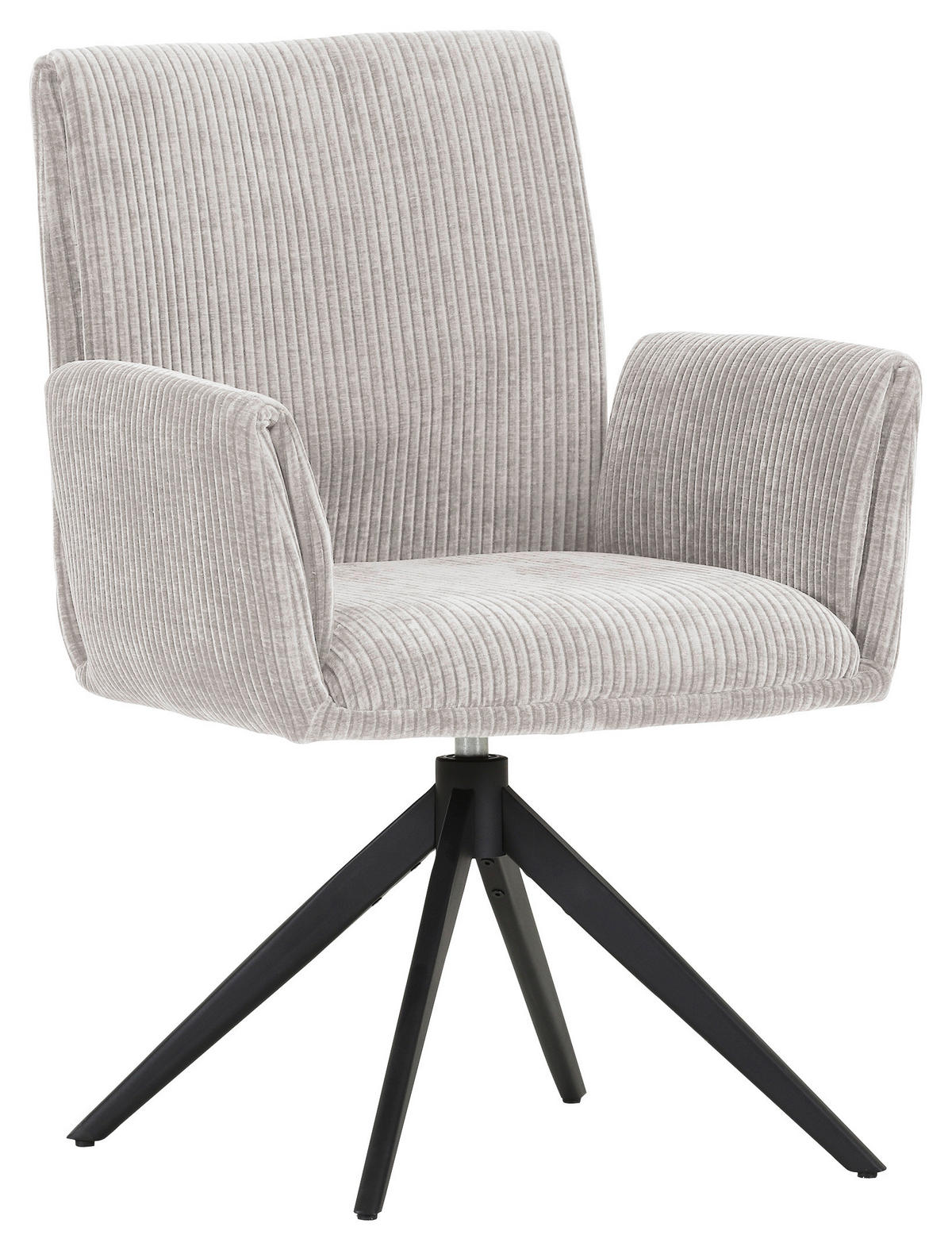 ARMLEHNSTUHL  , Stoffauswahl, Sitzfläche 360° drehbar, automatische Rückholfunktion  , Cord  ,  - Beige/Schwarz, Design, Textil/Metall (65/90/60cm) - Novel
