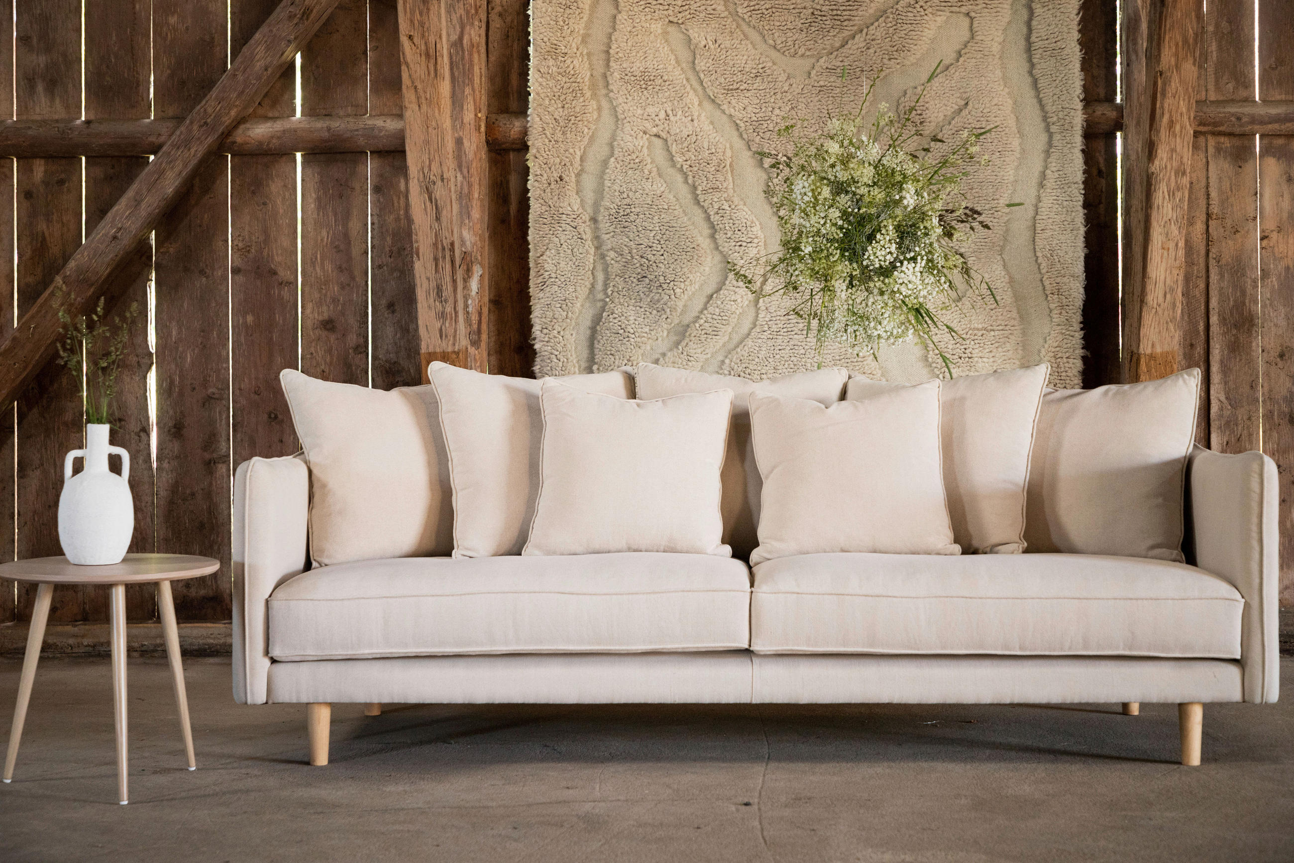 2-SITZER-SOFA Beige  - Beige, Design, Holz/Textil (240/91/92cm) - Livetastic
