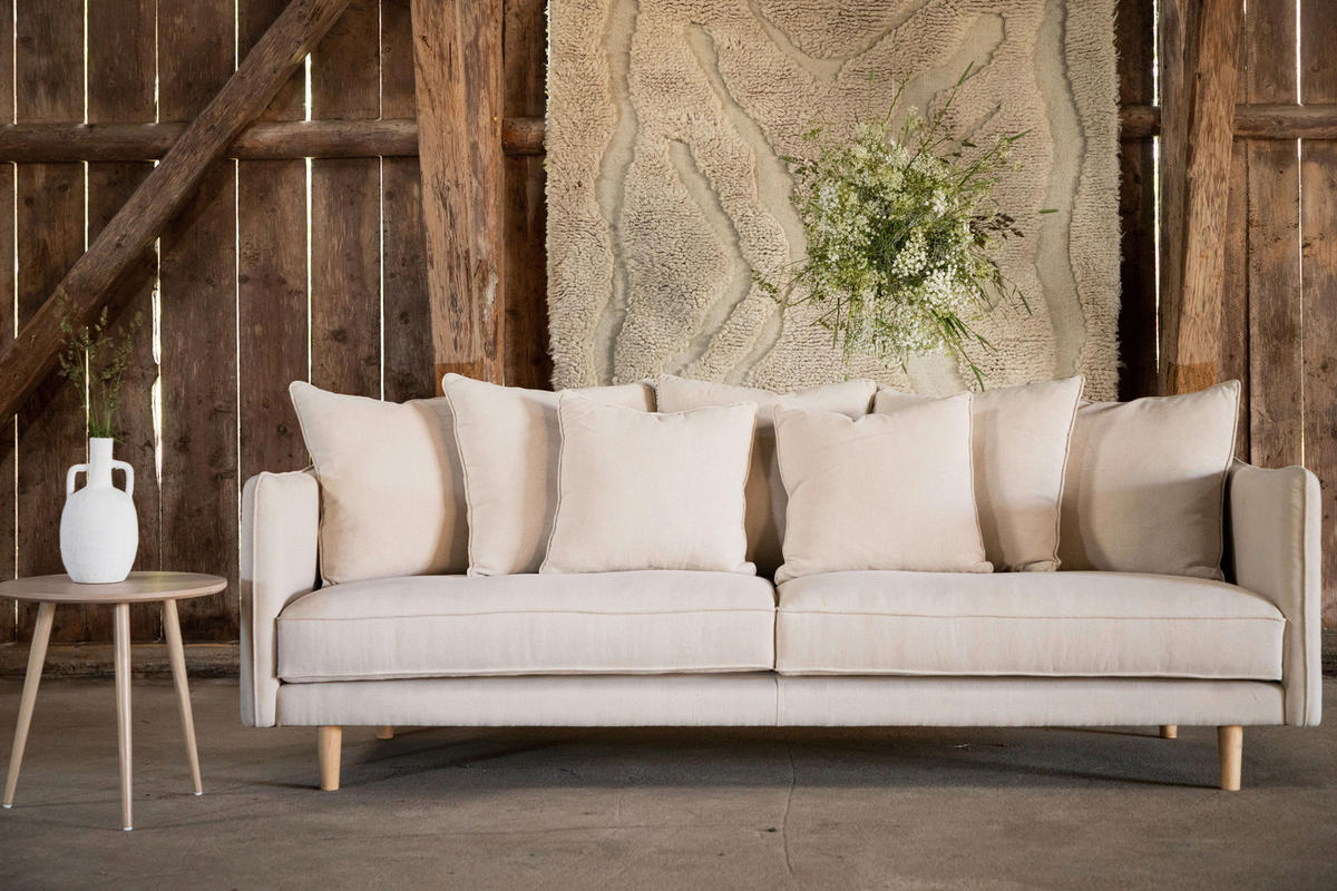 2-SITZER-SOFA in Beige  - Beige, Design, Holz/Textil (240/91/92cm) - Livetastic