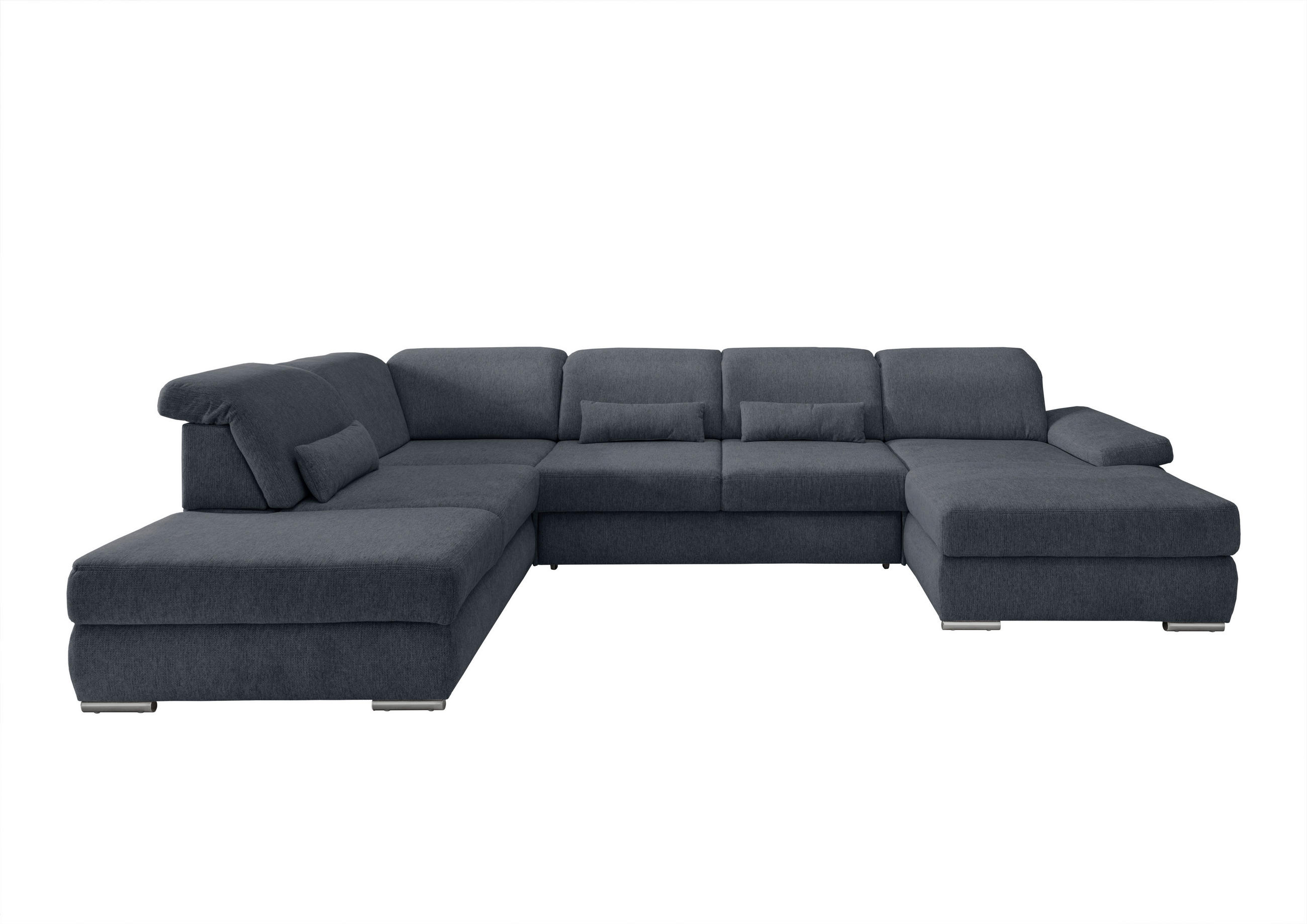 WOHNLANDSCHAFT Anthrazit Chenille  - Chromfarben/Anthrazit, MODERN, Holz/Textil (250/375/186cm) - Livetastic