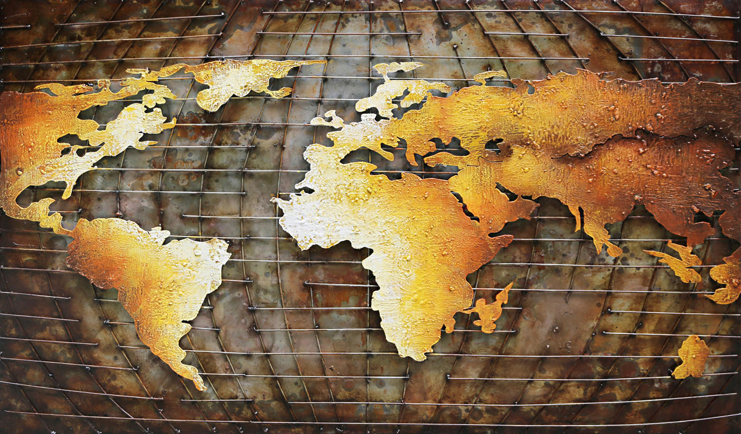 METALLBILD Weltkarte 120/70 cm  - Multicolor, Trend, Metall (120/70cm) - Monee