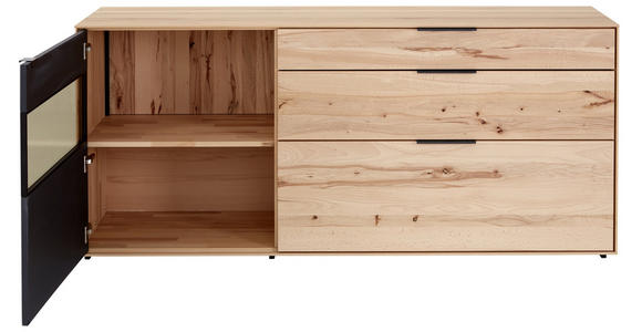 SIDEBOARD Kernbuche vollmassiv Anthrazit, Buchefarben  - Anthrazit/Buchefarben, Design, Glas/Holz (185/81/49cm) - Valnatura