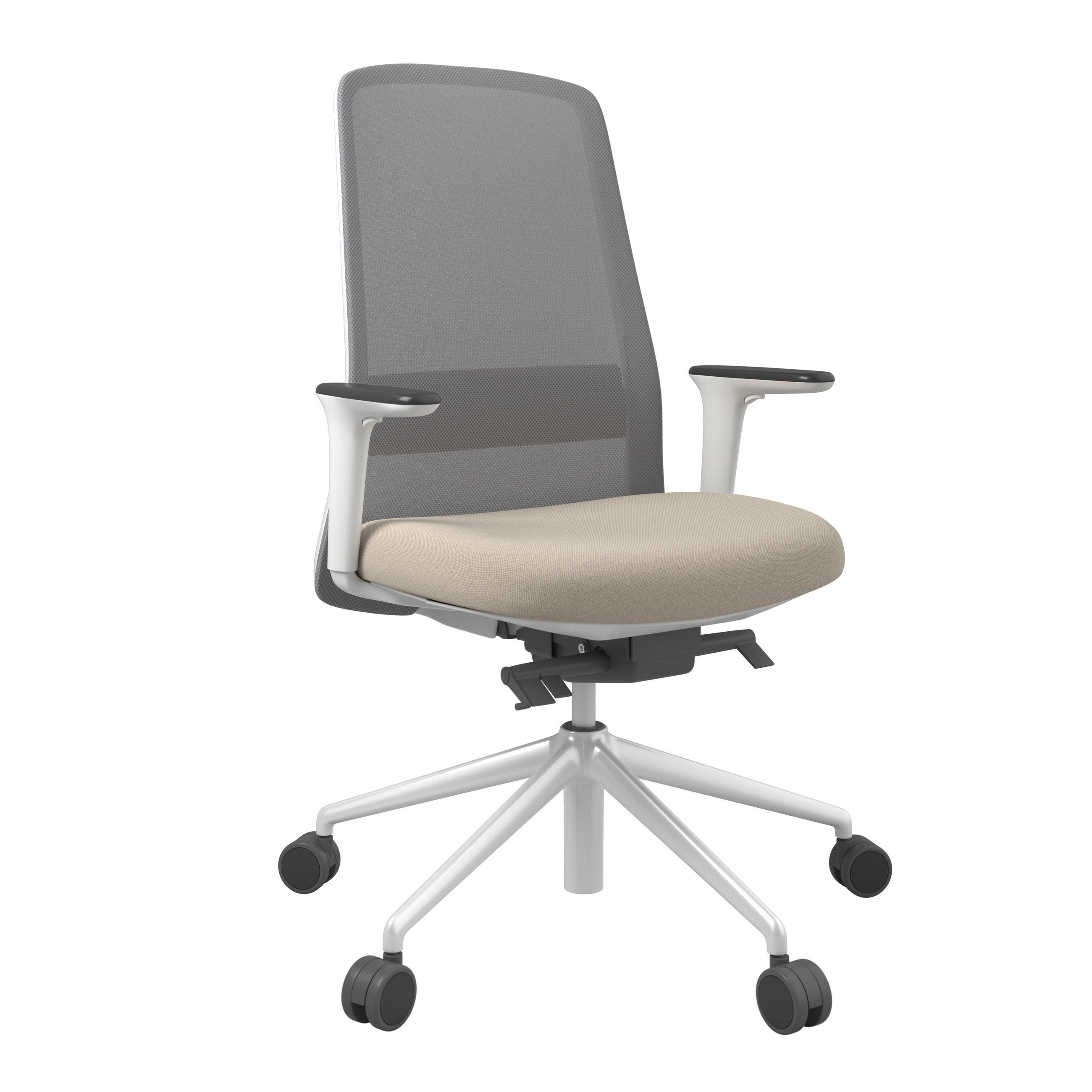 DREHSTUHL Grau, Weiß, Beige  - Beige/Weiß, MODERN, Kunststoff/Textil (70/103-115/70cm)