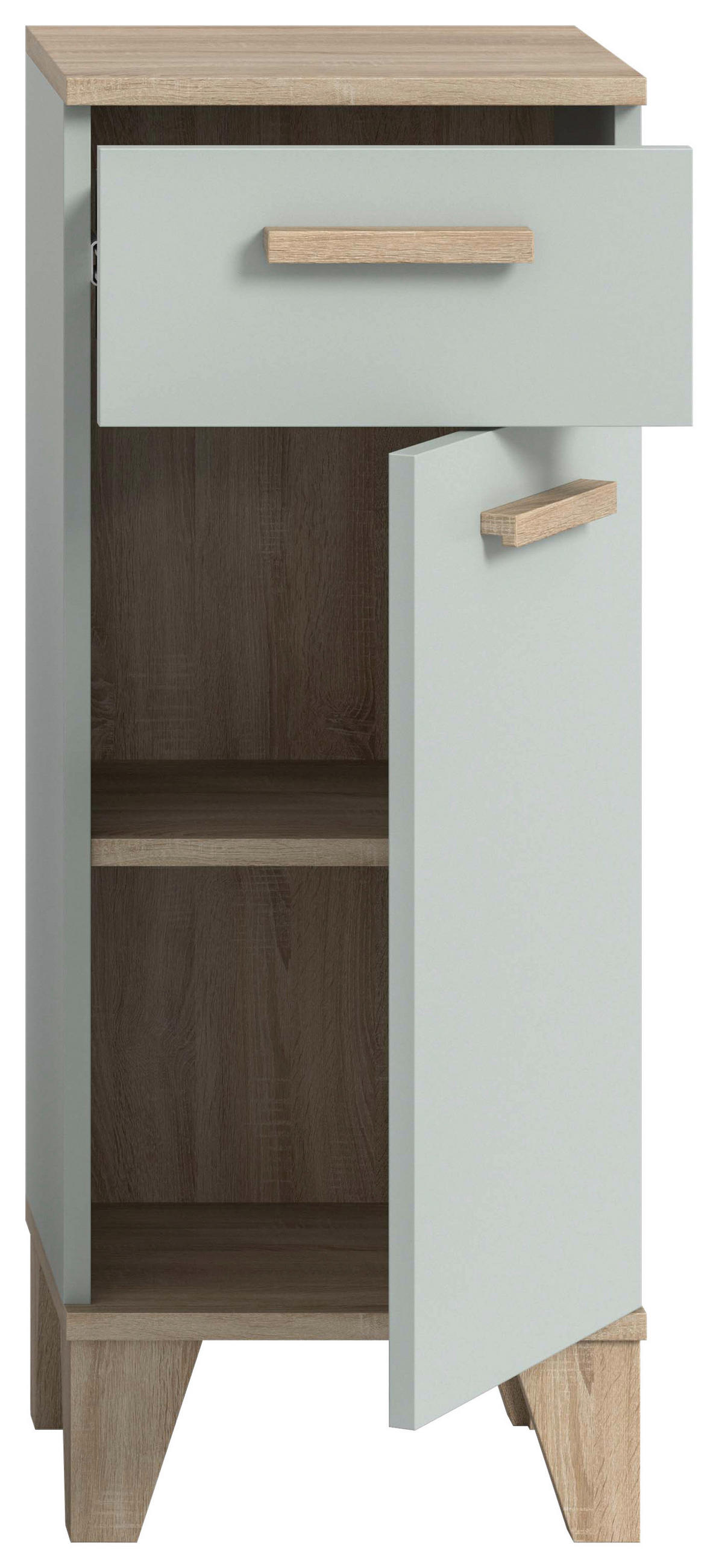 MIDISCHRANK 34/87/31 cm  - Graugrün/Eiche San Remo, MODERN, Holzwerkstoff/Kunststoff (34/87/31cm) - MID.YOU