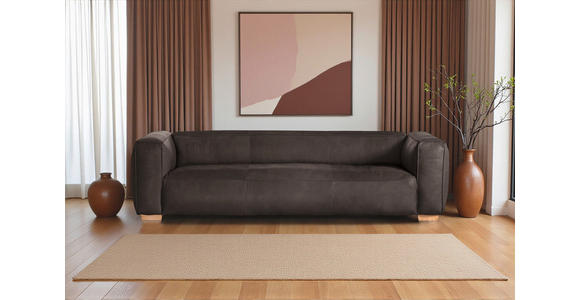BIGSOFA  in Echtleder Dunkelbraun  - Dunkelbraun/Buchefarben, KONVENTIONELL, Leder/Holz (255/70/110cm) - Carryhome