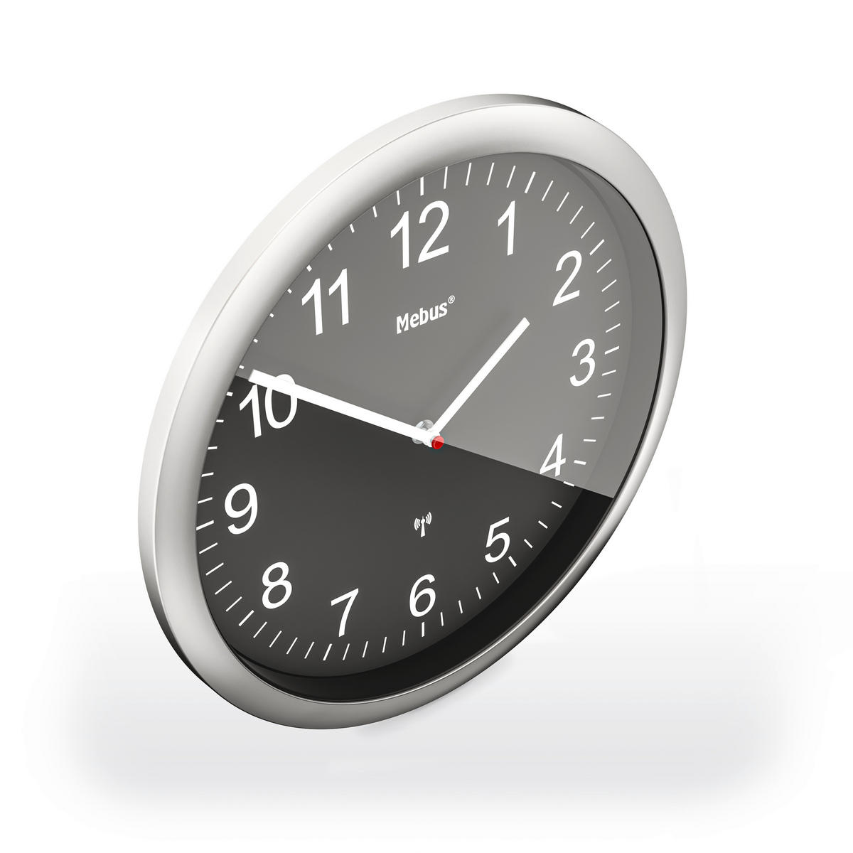 WANDUHR Silberfarben, Schwarz  - Silberfarben/Schwarz, Basics, Kunststoff (25cm)