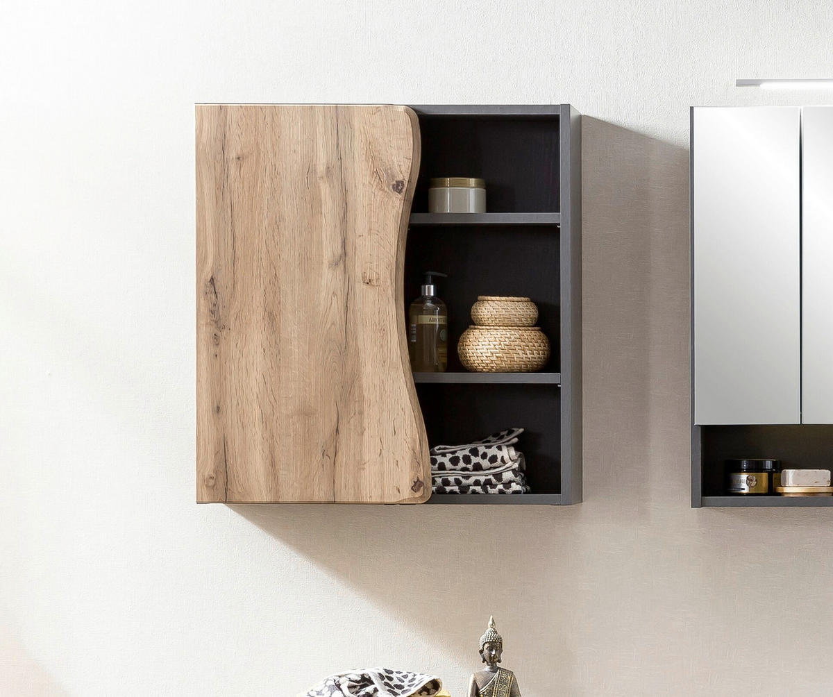 HÄNGESCHRANK 60/64/20 cm  - Eiche Wotan/Graphitfarben, Natur, Holzwerkstoff (60/64/20cm) - Xora