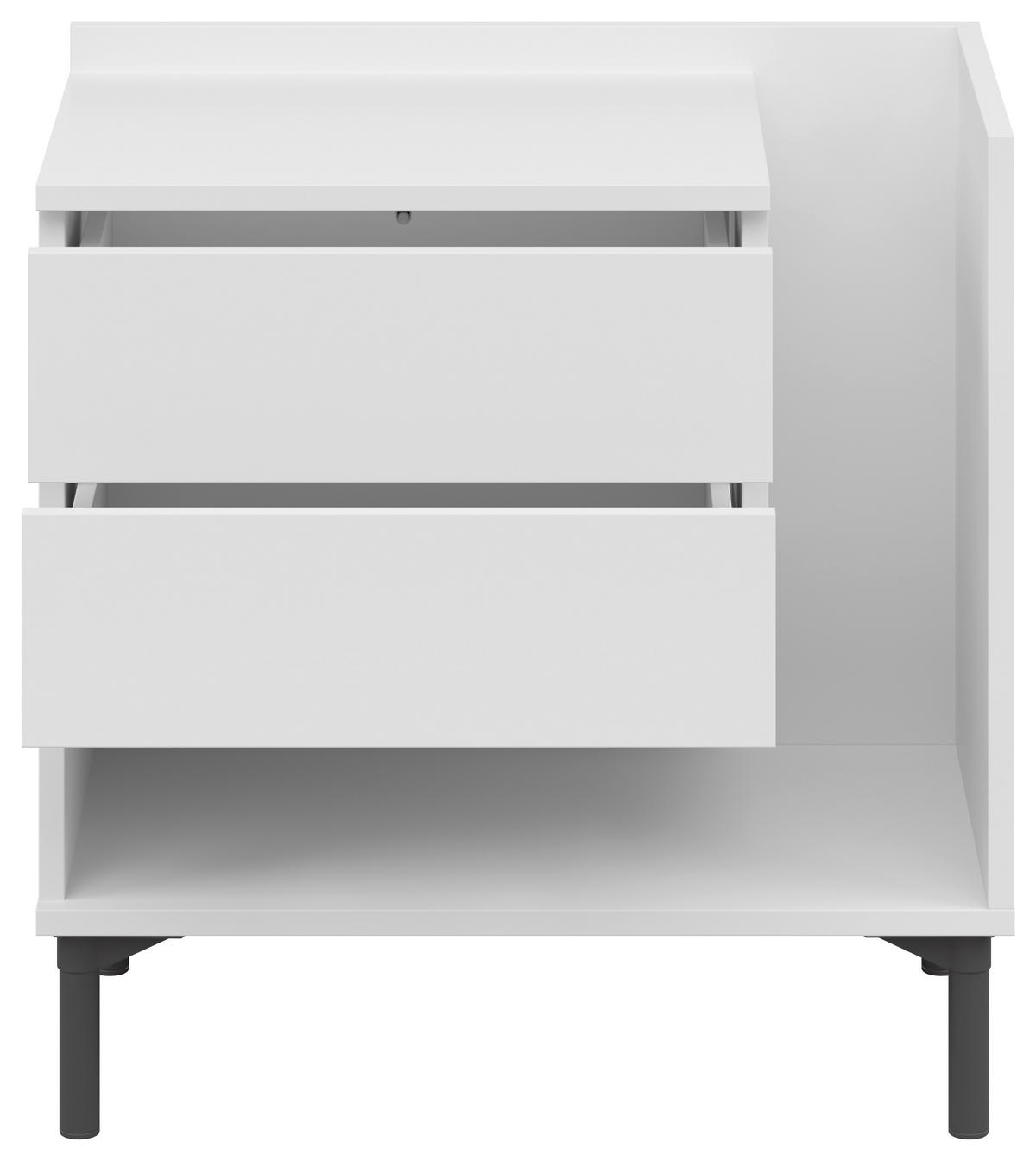 NACHTKÄSTCHEN 60/62/38 cm  in Weiß  - Graphitfarben/Weiß, Design, Holzwerkstoff/Kunststoff (60/62/38cm) - Lomoco