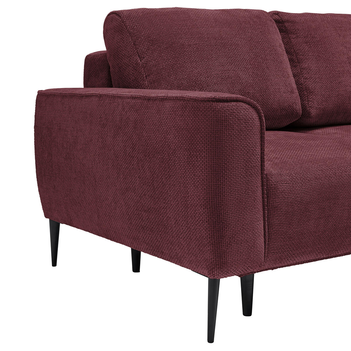 ECKSOFA in Webstoff Bordeaux  - Bordeaux/Schwarz, Modern, Textil/Metall (255/164cm) - MID.YOU