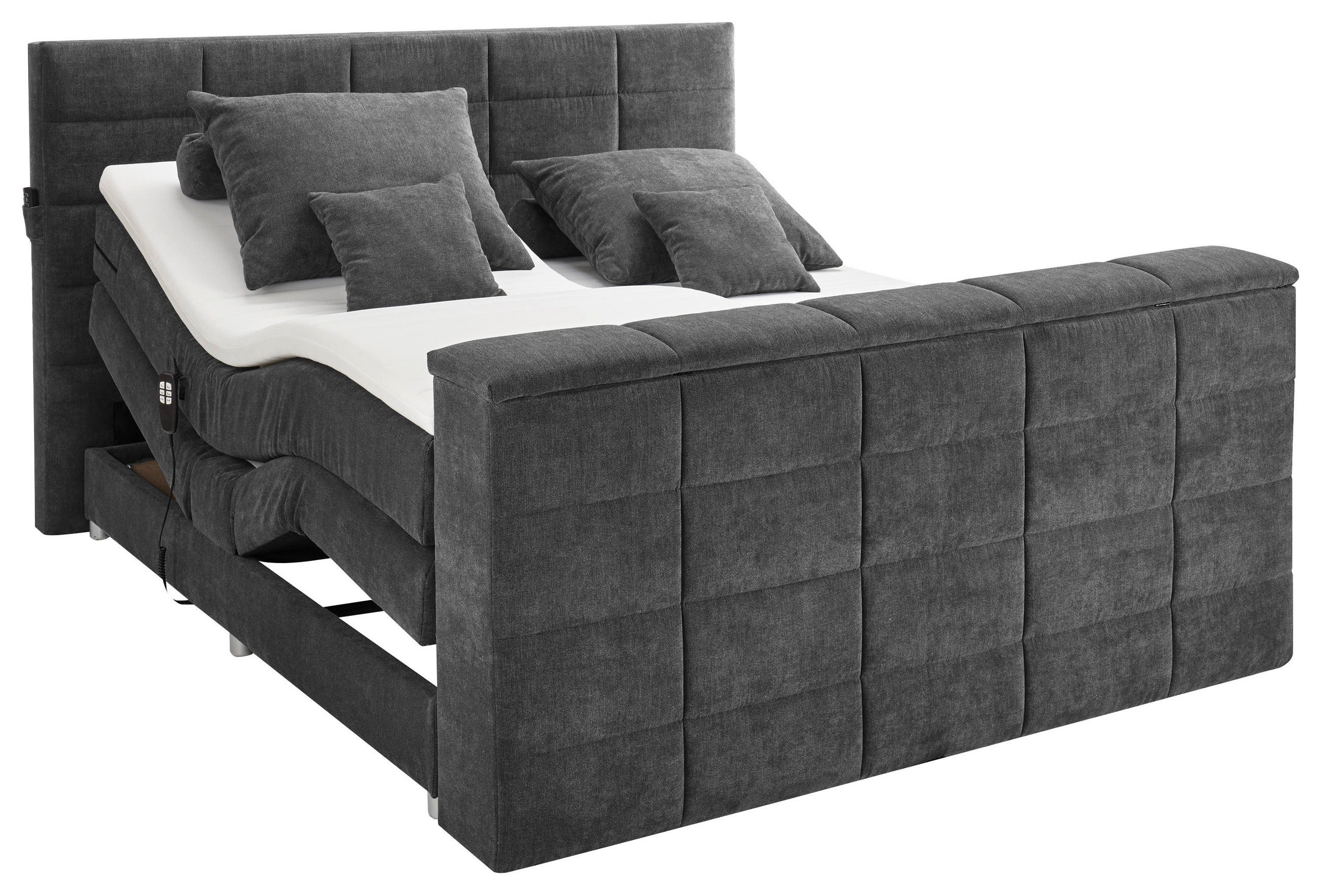 KONTINENTALSÄNG 180/200 cm  i antracit  - antracit, Klassisk, textil (180/200cm) - Carryhome