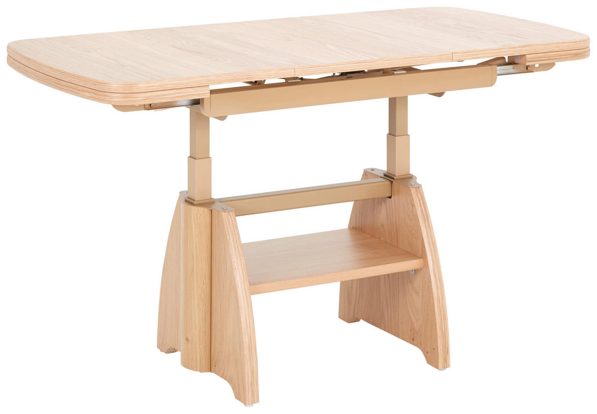 COUCHTISCH Wildeiche furniert 90-130,5/65/56-5 cm rechteckig Eichefarben  - Eichefarben, KONVENTIONELL, Holzwerkstoff/Metall (90-130,5/65/56-5cm) - Venda