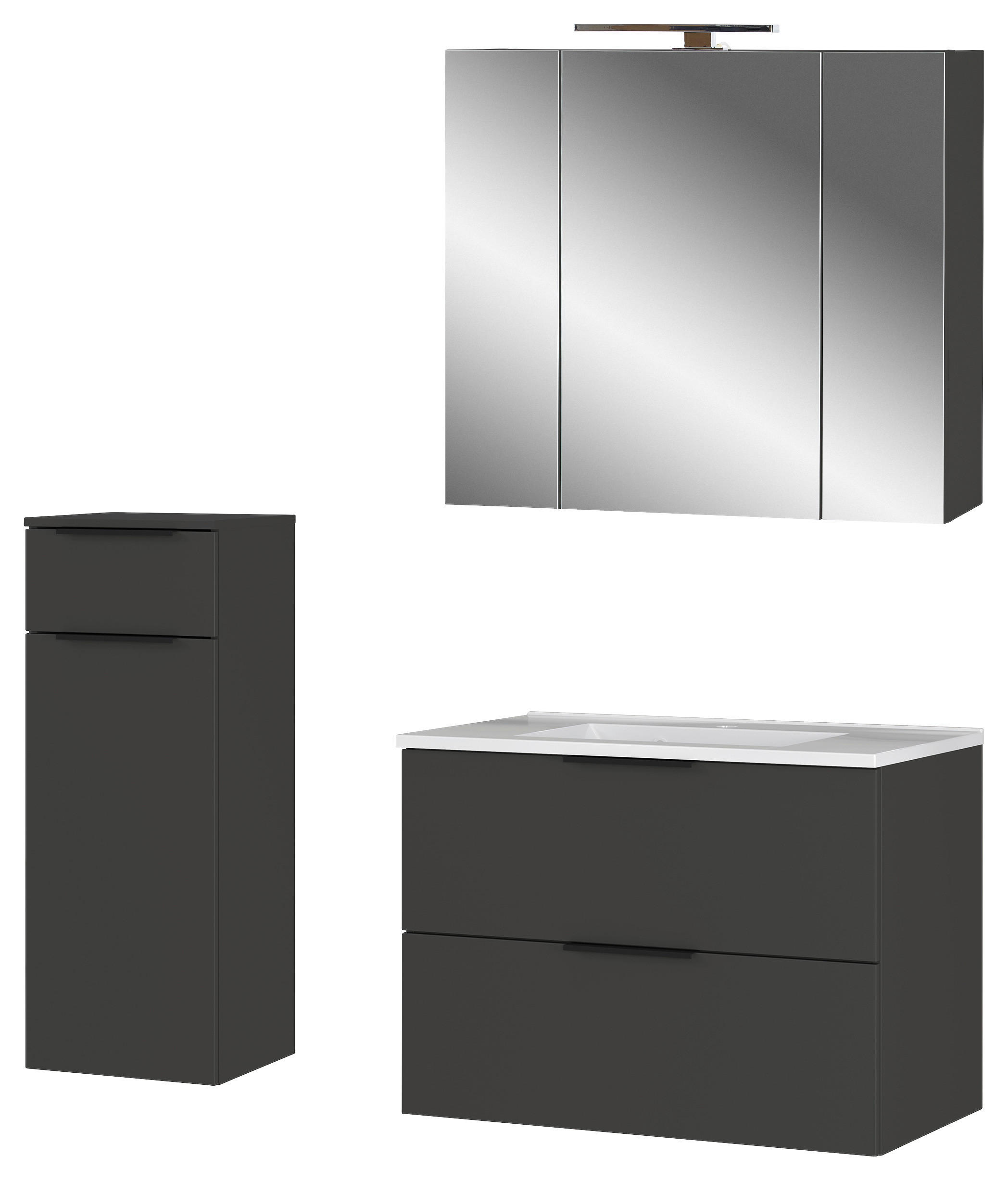 BADEZIMMER 4-teilig  in 132 cm  - Schwarz/Graphitfarben, MODERN, Holzwerkstoff/Stein (132cm) - Germania