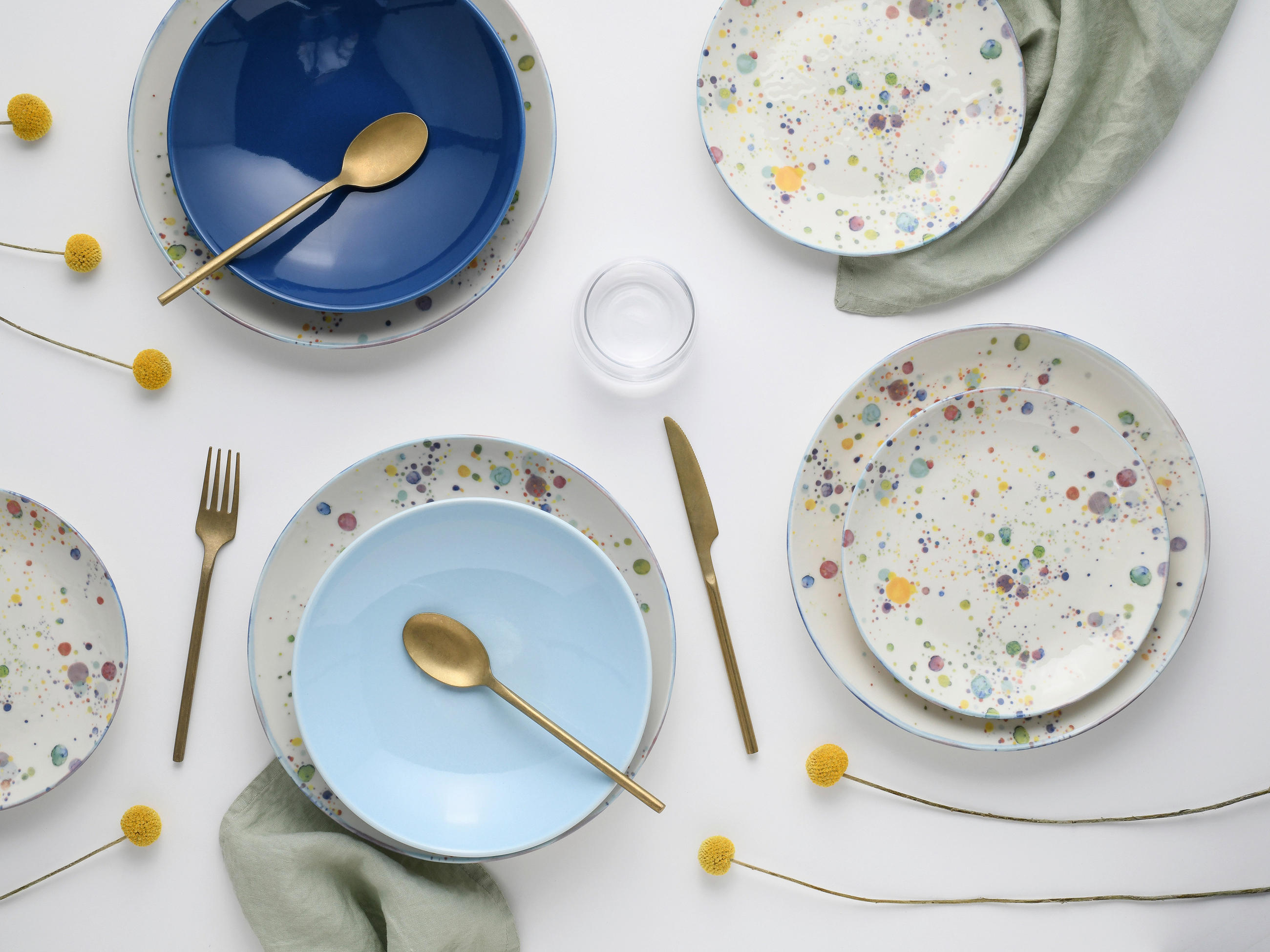 Thumbnail - Creatable Tafelservice Candy Drops Mix, Blau, Mehrfarbig, Pastellblau, Keramik, 12-teilig, lebensmittelecht, stapelbar, ...