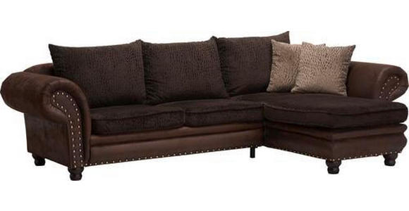 ECKSOFA Braun Mikrofaser  - Dunkelbraun/Braun, LIFESTYLE, Holz/Textil (302/180cm) - Landscape