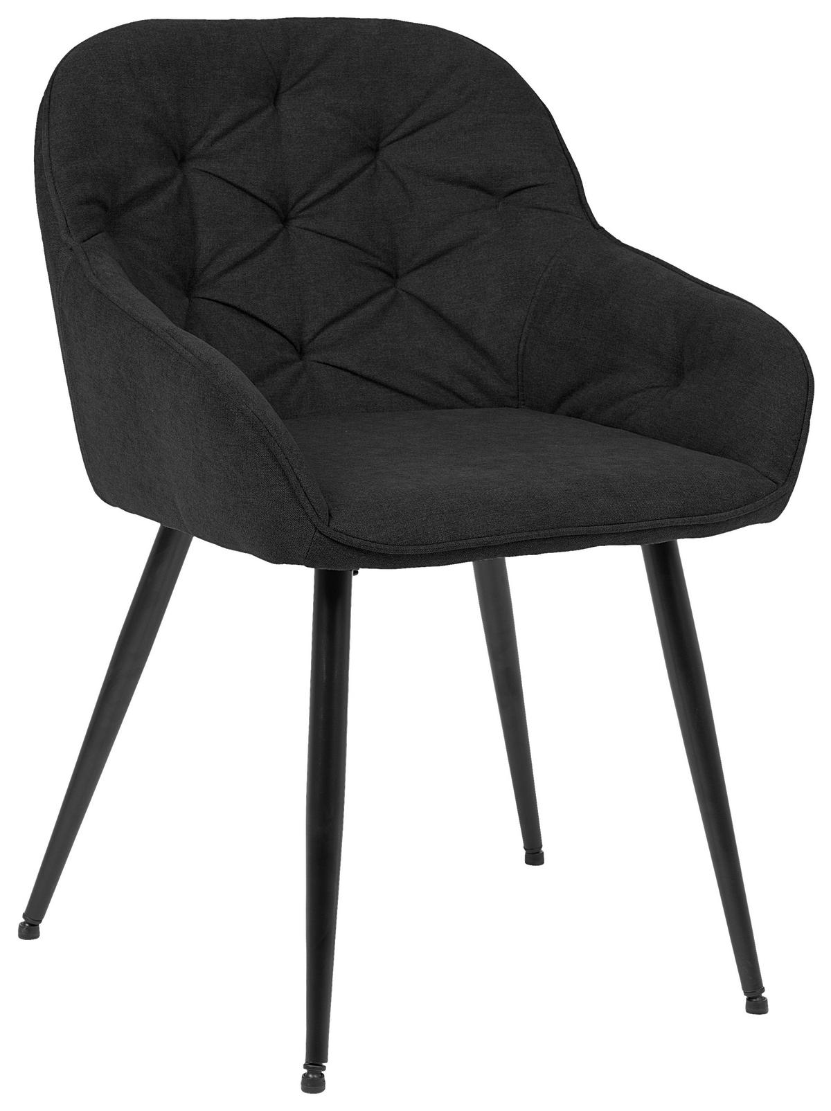 ARMLEHNSTUHL  in Eisen Webstoff  - Anthrazit/Schwarz, ROMANTIK / LANDHAUS, Textil/Metall (55/80/61cm) - Livetastic