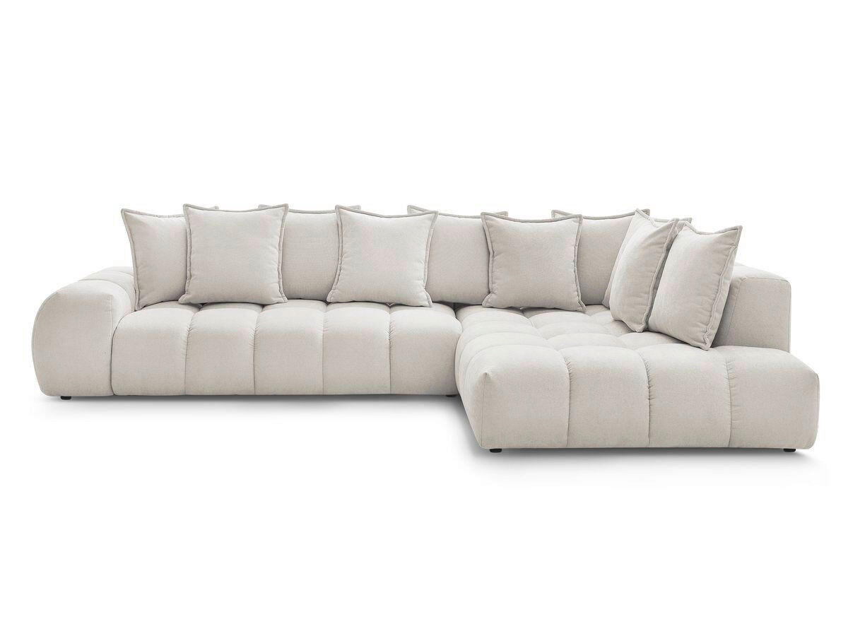 ECKSOFA Ottomane rechts  EVEREST Beige Struktur  - Beige/Schwarz, MODERN, Kunststoff/Textil (352/210cm)