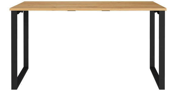 SCHREIBTISCH 140/80/75 cm Braun, Schwarz, Eichefarben in verschiedenen Holz-Dekoren erhältlich, justierbare Füße  - Eichefarben/Schwarz, MODERN, Holzwerkstoff/Metall (140/80/75cm) - Novel