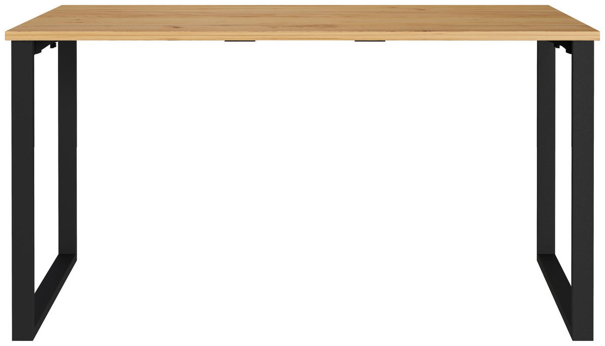 SCHREIBTISCH 140/80/75 cm Braun, Schwarz, Eichefarben in verschiedenen Holz-Dekoren erhältlich, justierbare Füße  - Eichefarben/Schwarz, MODERN, Holzwerkstoff/Metall (140/80/75cm) - Novel