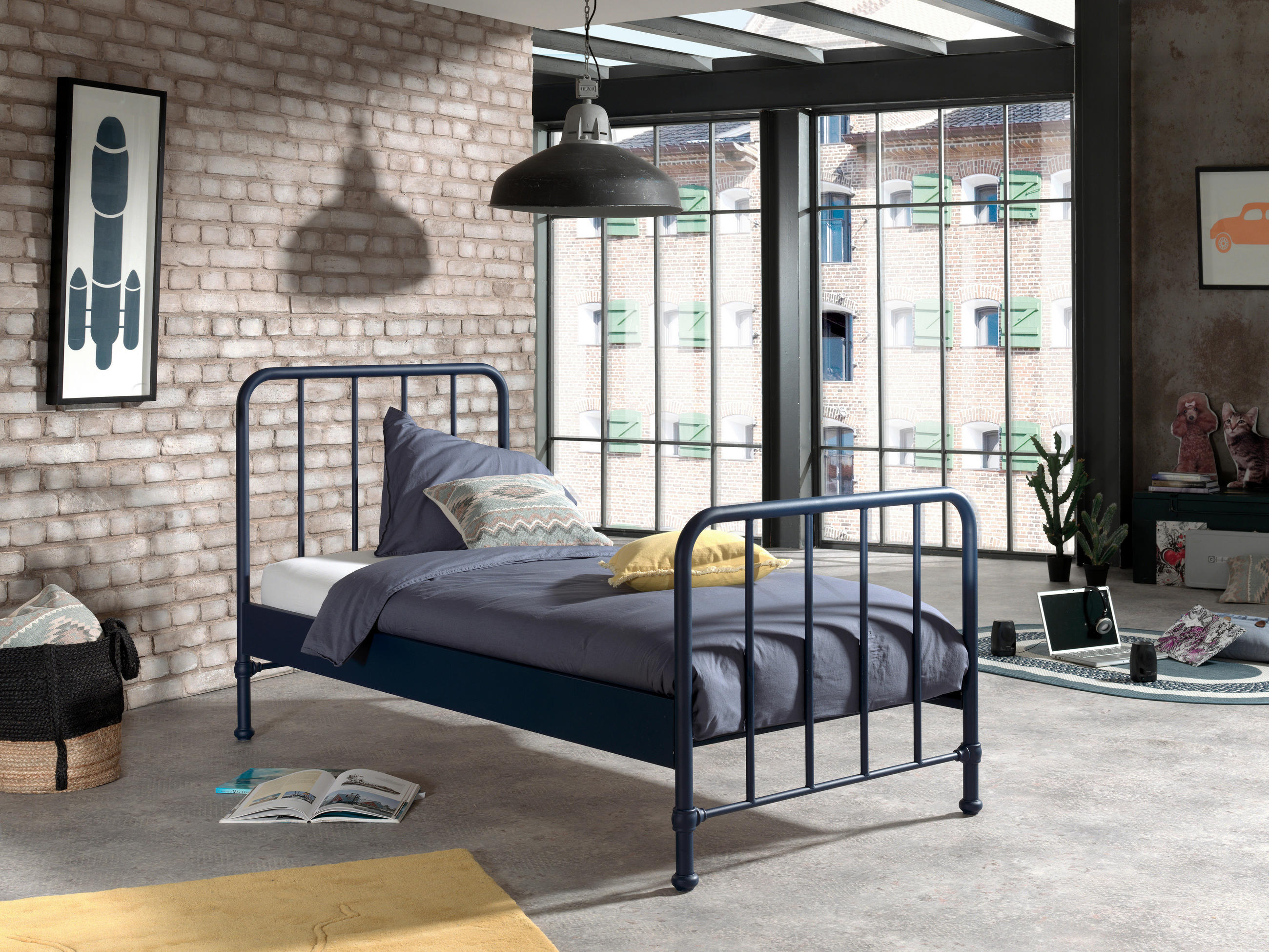KINDER-/JUNIORBETT 90/200 cm  in Blau  - Blau, MODERN, Holz/Metall (90/200cm) - Vipack