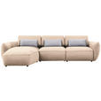 ECKSOFA  in Chenille Creme  190/340 cm  - Greige/Creme, Design, Kunststoff/Textil (190/340cm) - Belluti