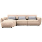 ECKSOFA  in Chenille Creme  190/340 cm  - Greige/Creme, Design, Kunststoff/Textil (190/340cm) - Belluti