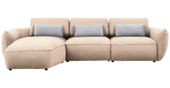 ECKSOFA  in Chenille Creme  190/340 cm  - Greige/Creme, Design, Kunststoff/Textil (190/340cm) - Belluti