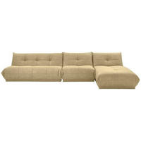 ECKSOFA Beige Lederlook  - Beige, Trend, Textil (390/185cm) - Livetastic