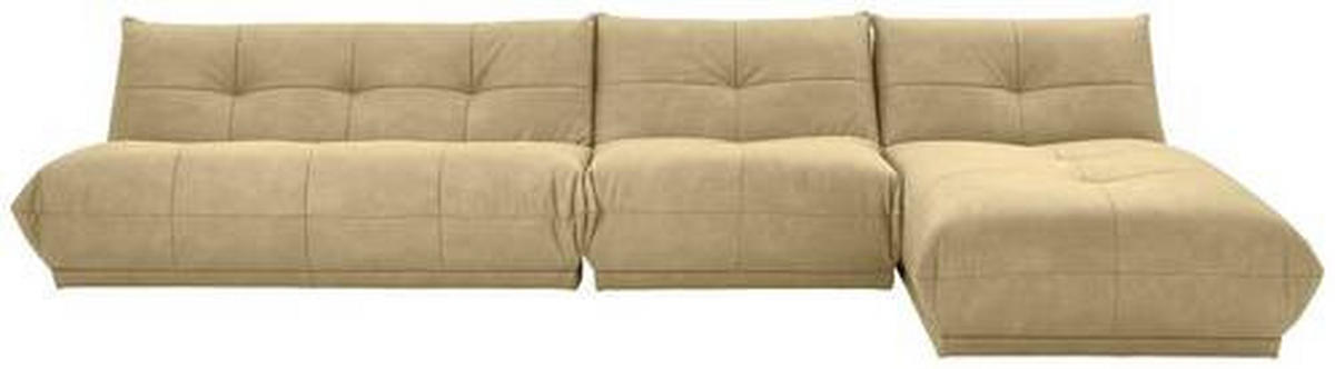ECKSOFA Beige Lederlook  - Beige, Trend, Textil (390/185cm) - Livetastic