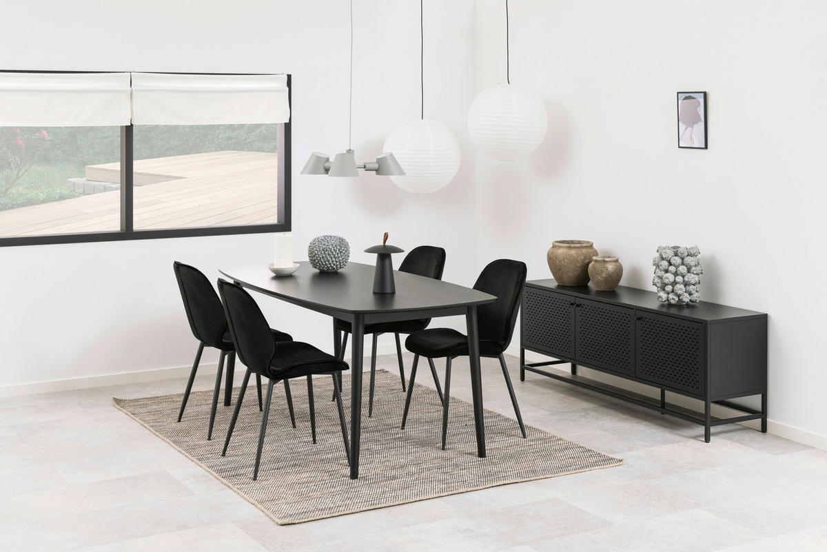 SIDEBOARD 160/60/40 cm  in Schwarz  - Schwarz, Konventionell, Metall (160/60/40cm) - MID.YOU