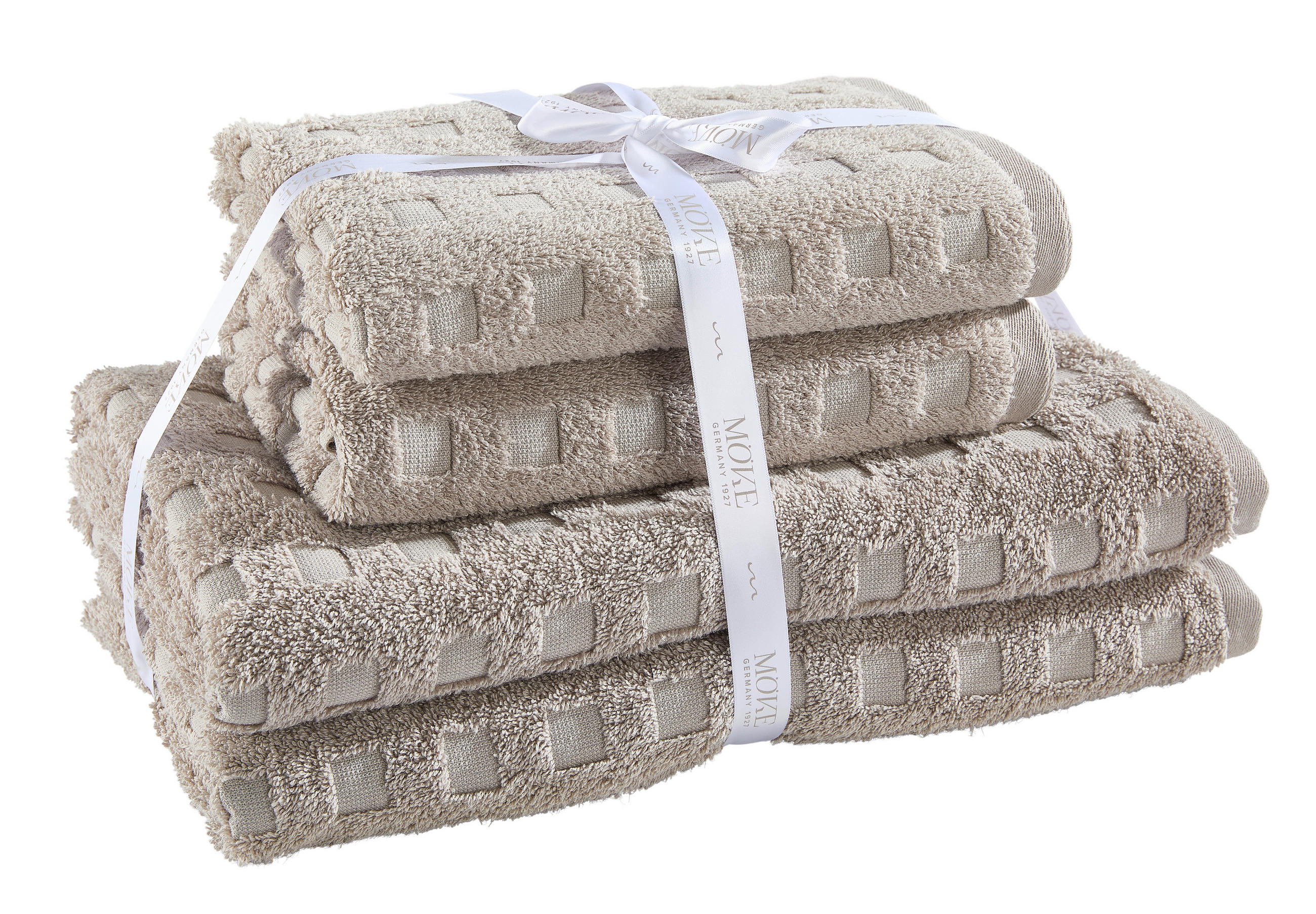 FROTTIERSET Blau, Weiß, Beige 4-teilig  - Blau/Beige, Basics, Textil - Moeve