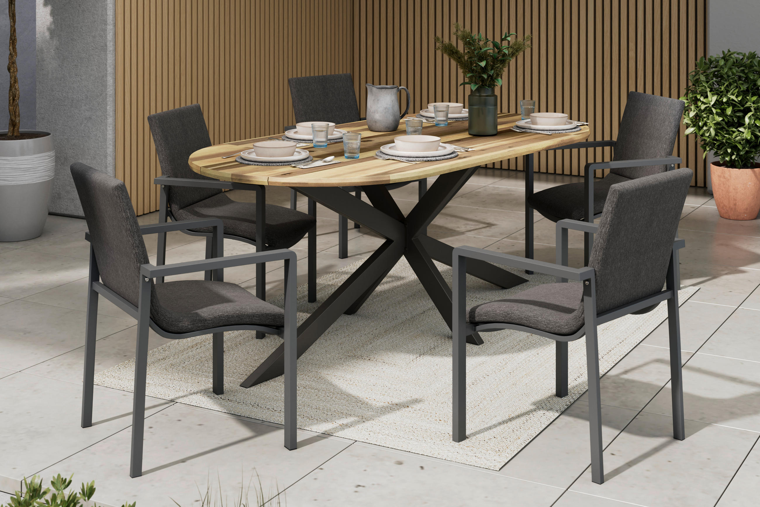 GARTENSTUHL Metall, Textil Grau  - Grau, MODERN, Textil/Metall (58/85/59cm) - Ambia Garden