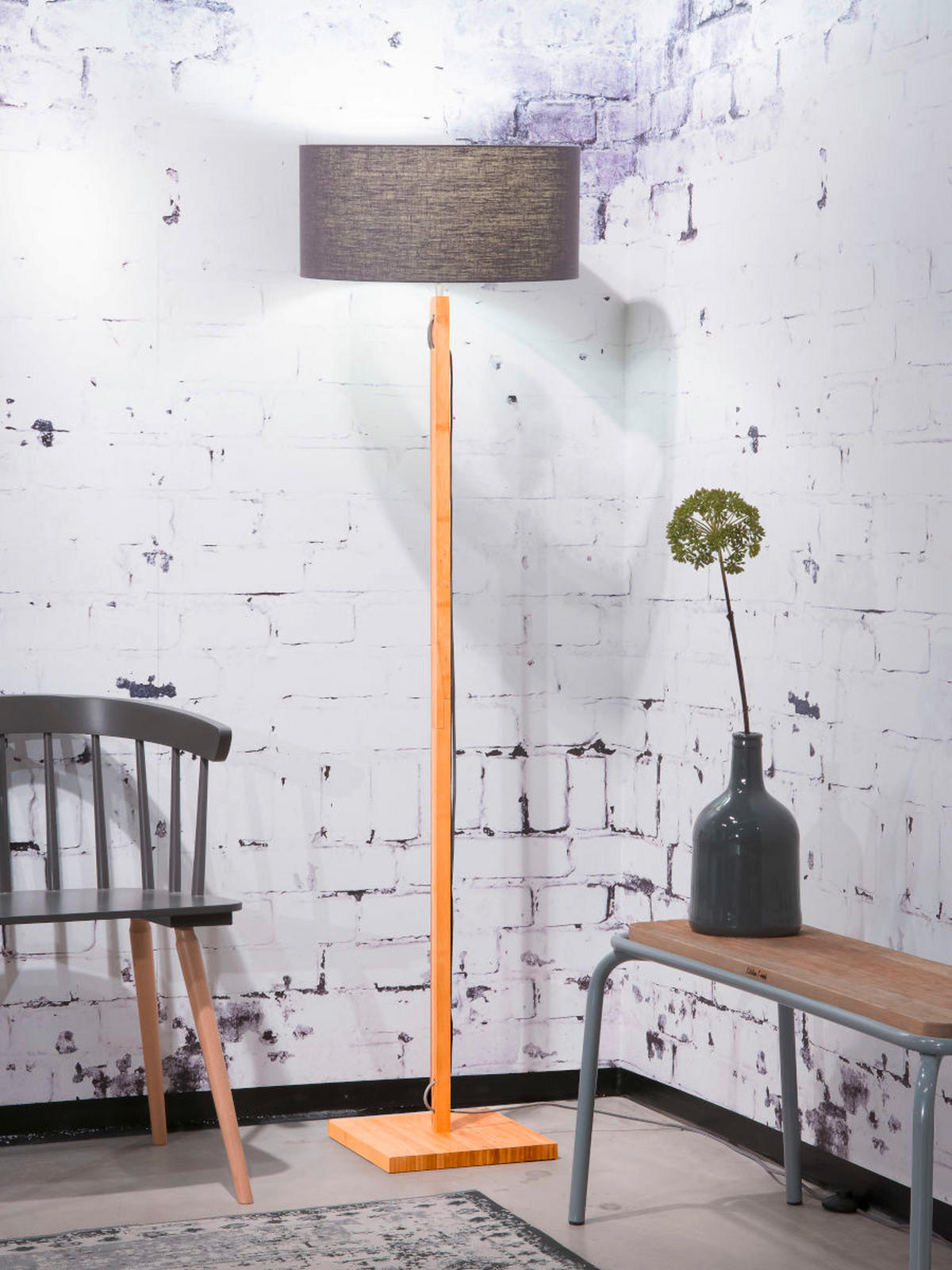 GOLVLAMPA GOOD&MOJO  47/167 cm    - mörkgrå/naturfärgad, Trend (47/167cm) - Good & Mojo