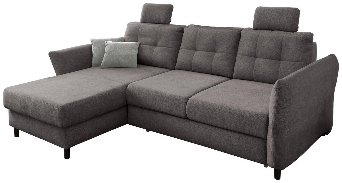 ECKSOFA in Chenille Graubraun  - Graubraun/Hellgrau, Modern, Holz/Textil (176/250-280cm) - Livetastic