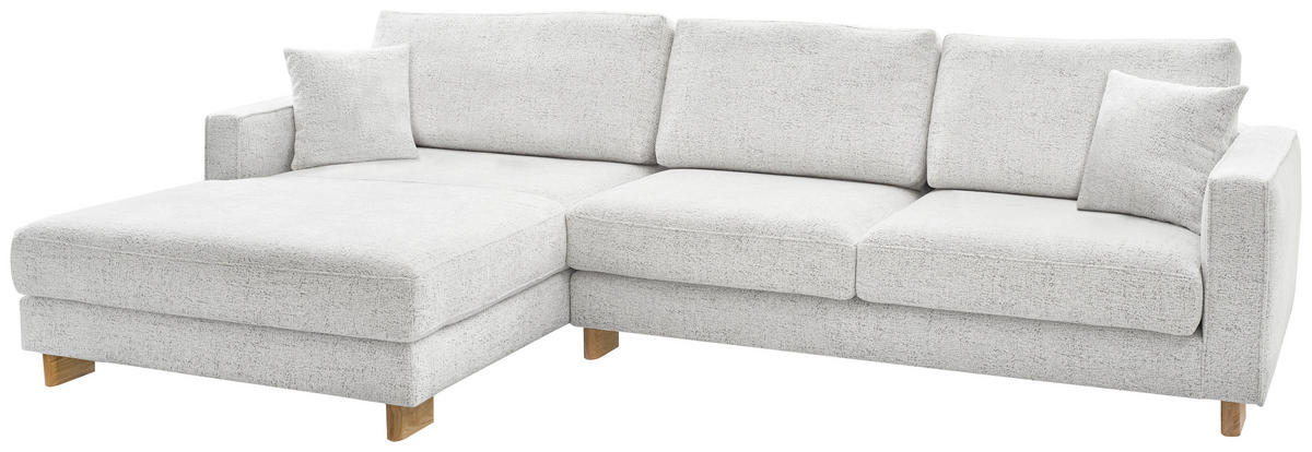 ECKSOFA Hellgrau Chenille  - Eichefarben/Hellgrau, KONVENTIONELL, Holz/Textil (186/318cm) - SetOne by Musterring