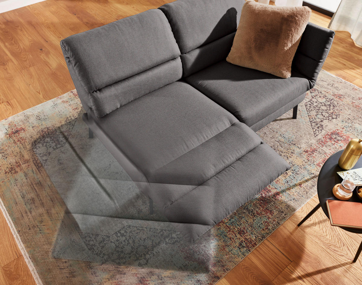2-SITZER-SOFA Flachgewebe Dunkelbraun  - Dunkelbraun/Schwarz, Design, Textil/Metall (178-226/83-113/96-177cm) - Dieter Knoll