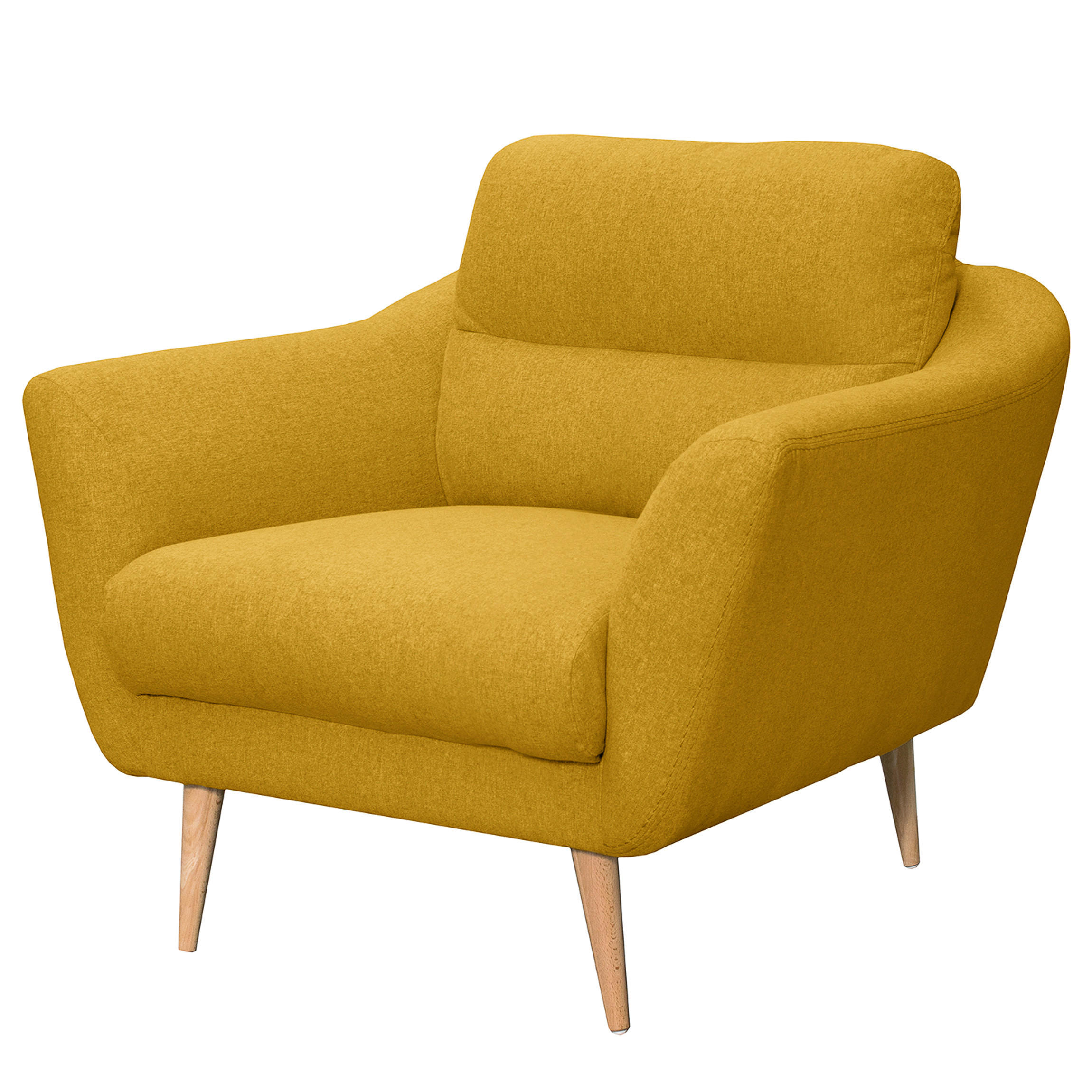SESSEL in Webstoff Gelb  - Gelb/Buchefarben, Design, Holz/Textil (92/87/88cm) - Livetastic