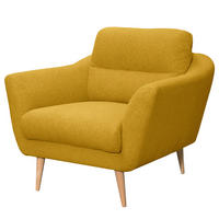 SESSEL in Webstoff Gelb  - Gelb/Buchefarben, Design, Holz/Textil (92/87/88cm) - Livetastic