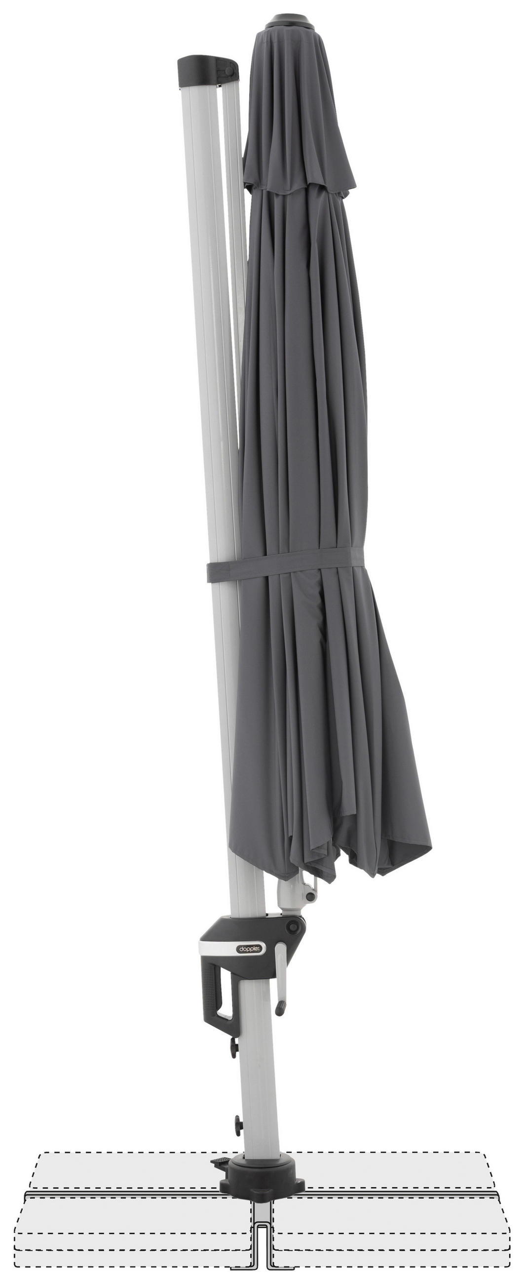 AMPELSCHIRM 370 cm Anthrazit  - Anthrazit/Silberfarben, Basics, Textil/Metall (370cm) - Doppler