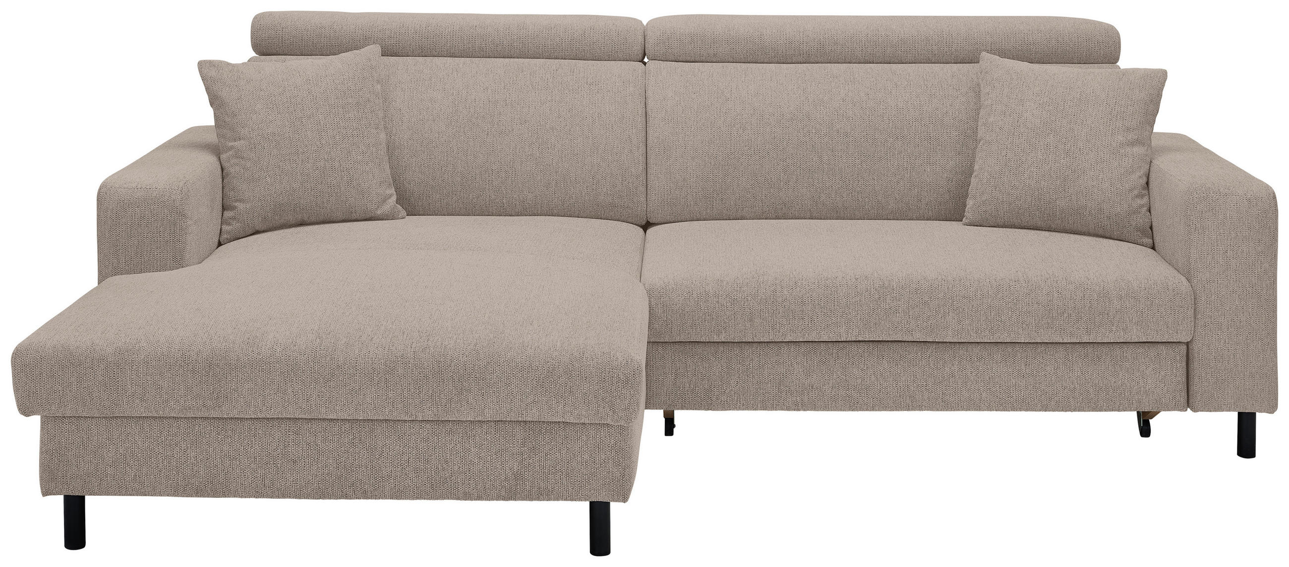 ECKSOFA Graubraun Flachgewebe  - Graubraun/Schwarz, Design, Textil/Metall (166/262cm) - Xora