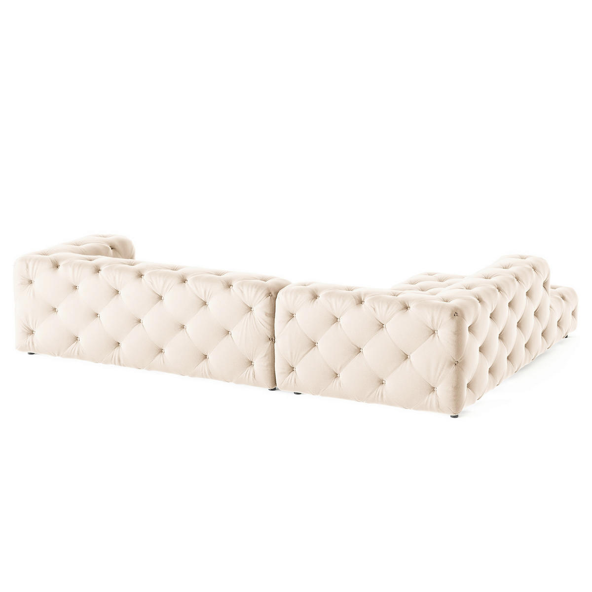 ECKSOFA Fresco in Samt Creme  228/325 cm  - Creme/Schwarz, Design, Kunststoff/Textil (228/325cm) - P & B