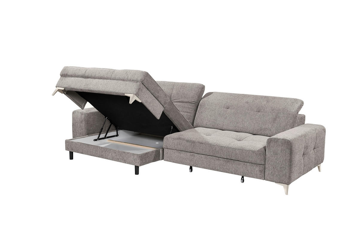 ECKSOFA SORELLA Taupe Mikrovelours Kopfteilverstellung, Sitztiefenverstellung  - Taupe/Kaschmir, Design, Kunststoff/Textil (182/328cm) - MID.YOU