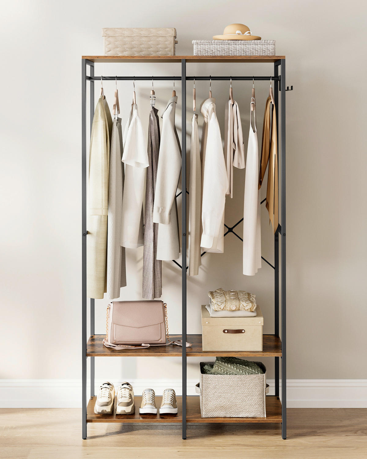 KLEIDERSCHRANK 94,5/180/40 cm,  in Schwarz,  - Schwarz, Basics, Holzwerkstoff/Metall (94,5/180/40cm)