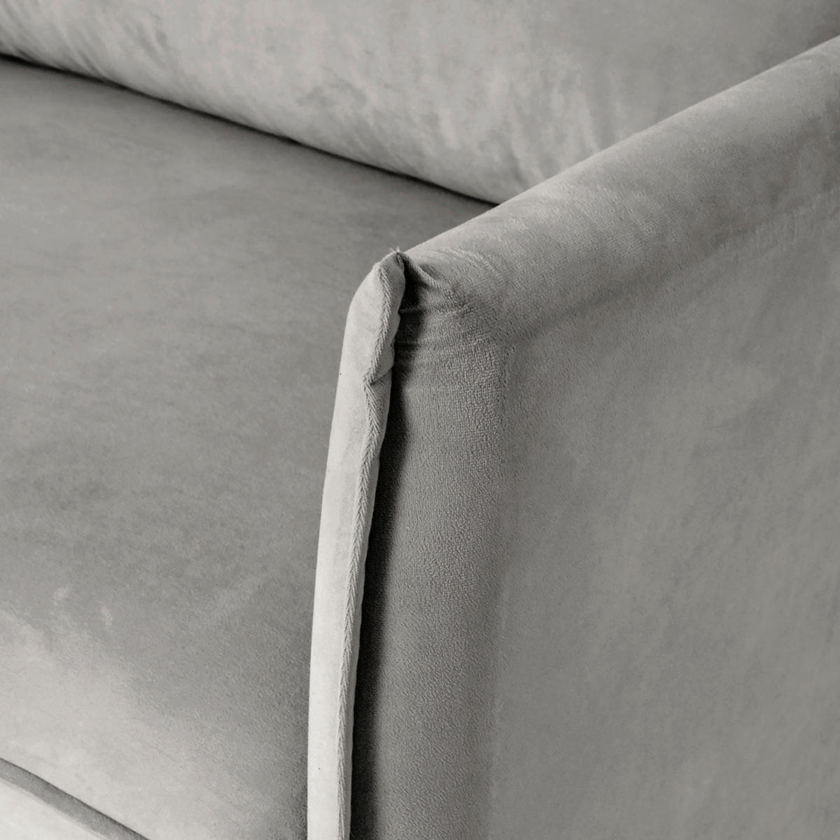 3-SITZER-SOFA JULI Samt Grau  - Schwarz/Grau, Design, Holz/Textil (203/86/100cm) - P & B