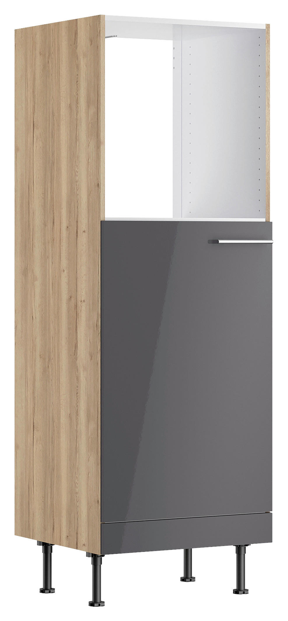 GERÄTEUMBAUSCHRANK 60/176,6/58,1 cm  in Anthrazit, Wildeiche  - Wildeiche/Edelstahlfarben, Basics, Holzwerkstoff/Metall (60/176,6/58,1cm) - Optifit