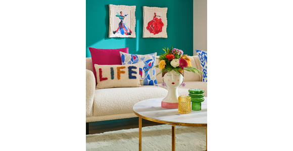 OHRENSESSEL in Webstoff Beige  - Beige/Goldfarben, Design, Textil/Metall (74/96/83cm) - Ambia Home