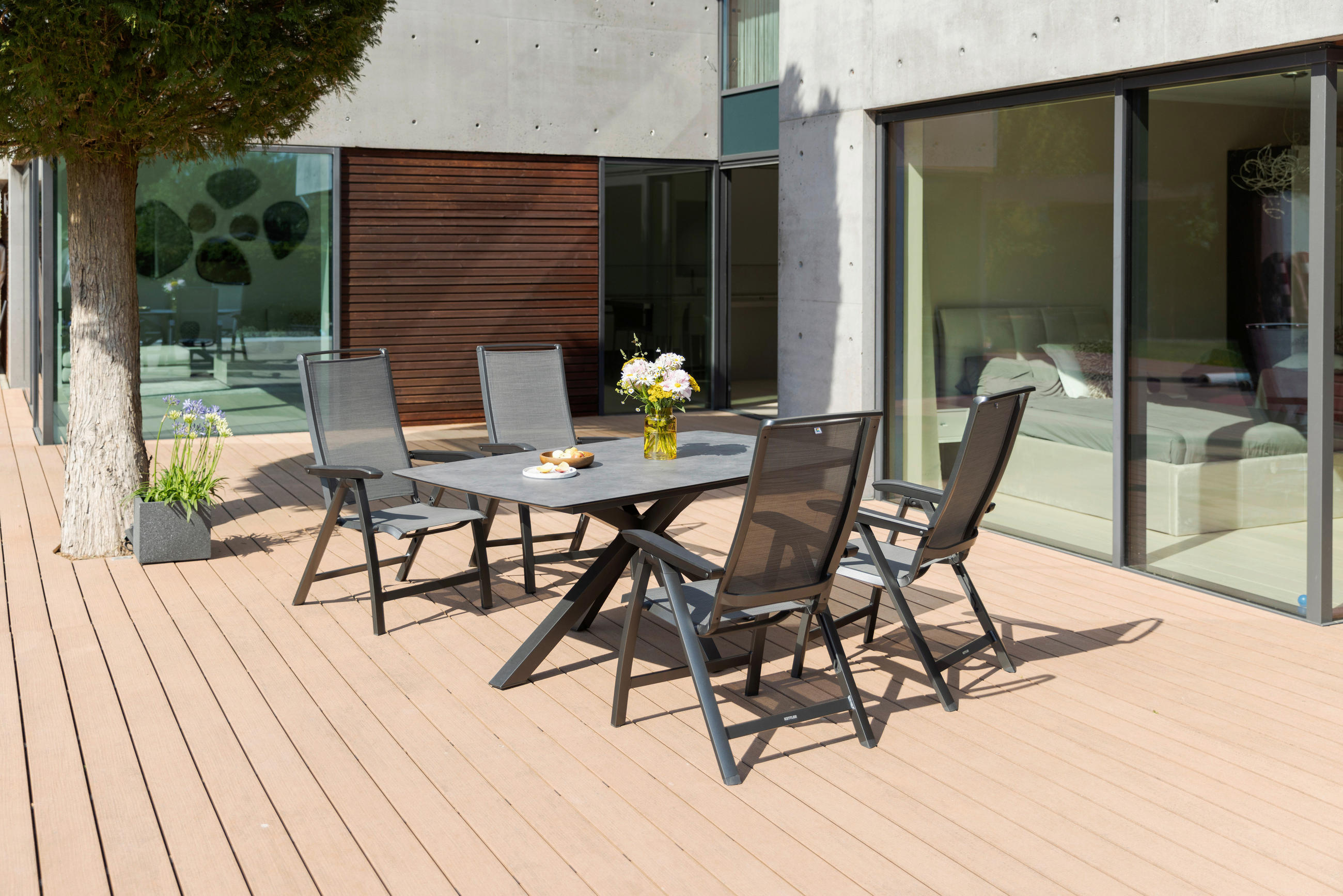 GARTENKLAPPSESSEL Aluminium Anthrazit, Graphitfarben  - Anthrazit/Graphitfarben, Basics, Textil/Metall (63/112/68cm) - Kettler