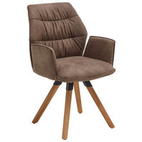 ARMLEHNSTUHL  in Mikrofaser  - Eichefarben/Graubraun, Design, Holz/Textil (60/90/64cm) - Valdera