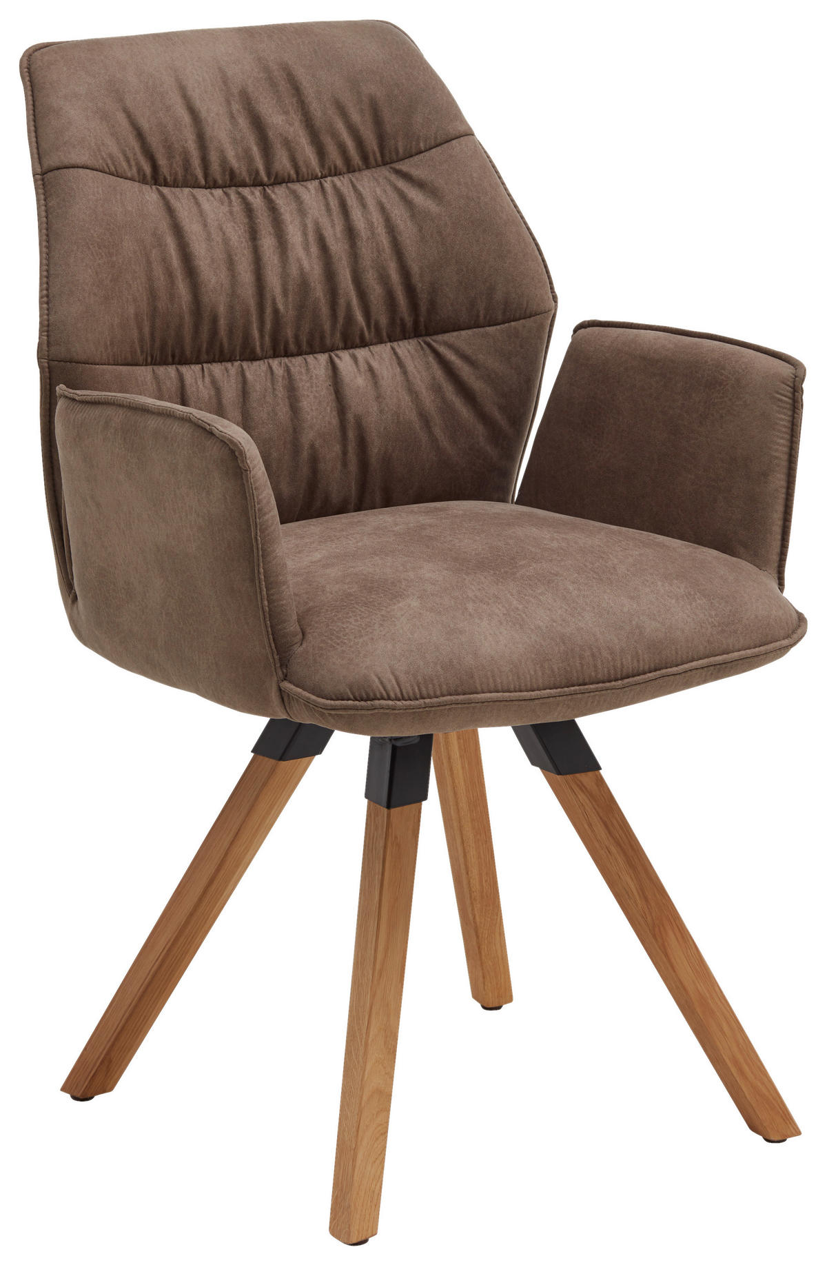 ARMLEHNSTUHL  in Mikrofaser  - Eichefarben/Graubraun, Design, Holz/Textil (60/90/64cm) - Valdera