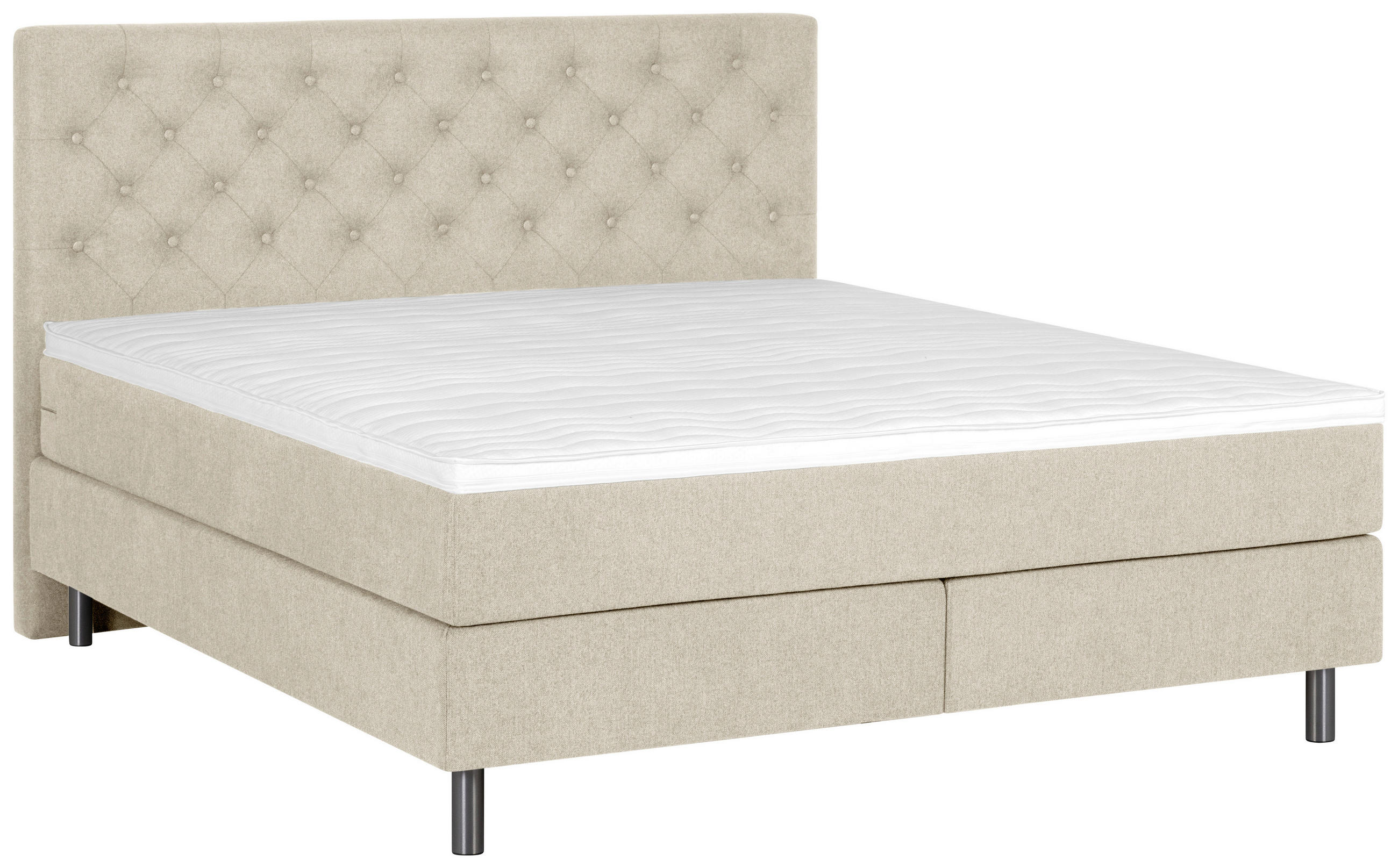 BOXSPRINGBETT 180/200 cm  in Beige  - Beige/Silberfarben, KONVENTIONELL, Textil/Metall (180/200cm) - Welnova