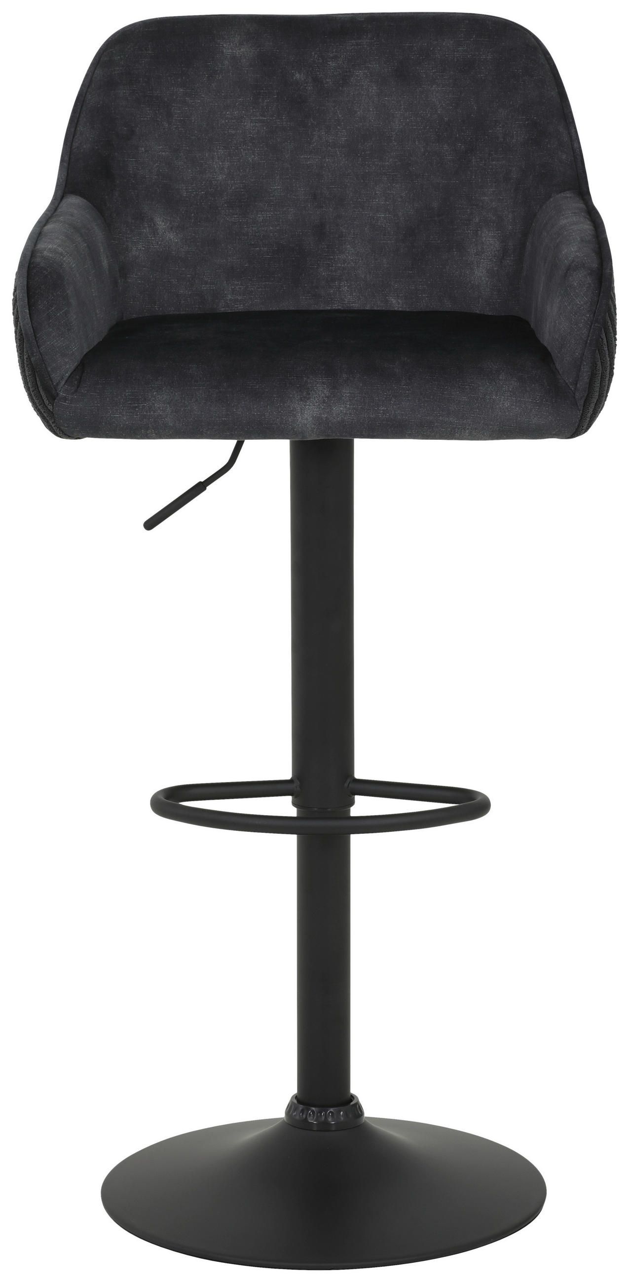 BARHOCKER Cord, Mikrofaser Anthrazit Stahl Sitzfläche 360° drehbar  - Anthrazit, Design, Textil/Metall (51/87-108/52cm) - Boxxx